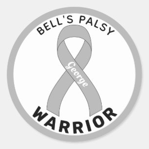 Bell's Palsy Warrior Ribbon White Round Sticker