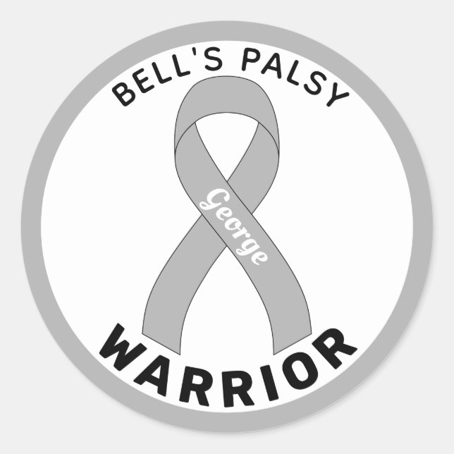Bell's Palsy Warrior Ribbon White Round Sticker (Front)