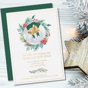 Bells Ringing Out Christmas Wreath New Home Foil H Holiday Card