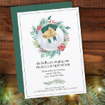 Bells Ringing Out Christmas Wreath New Home Moving Announcement<br><div class="desc">Christmas card from new home, personalised with your new address and christmas greeting. It is lettered with "the bells are ringing out from our new home", which is easy to edit to my new home, suiting singles, couples and families. The watercolor design features a christmas wreath with gold bells and...</div>