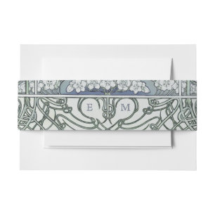 Belly Band Art Nouveau Mucha Monogram Initials Invitation Belly Band