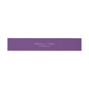 Belly Band Personalised Purple, Grey Wedding Invitation Belly Band