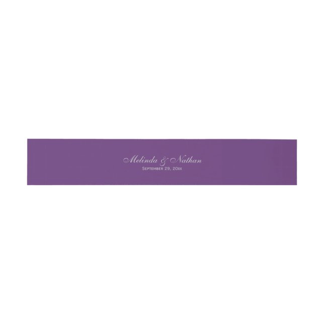 Belly Band | Personalised Purple, Grey | Wedding Invitation Belly Band (Flat)