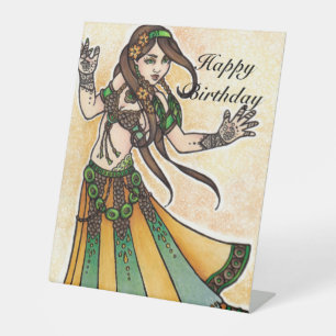 Belly Dancer Birthday Cards Pedestal Sign