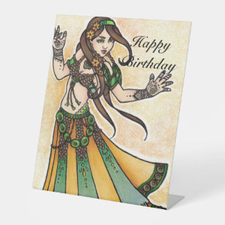 Belly Dancer Birthday Cards Pedestal Sign