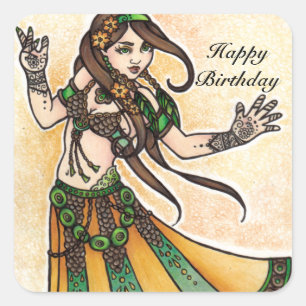 Belly Dancer Birthday Cards Square Sticker