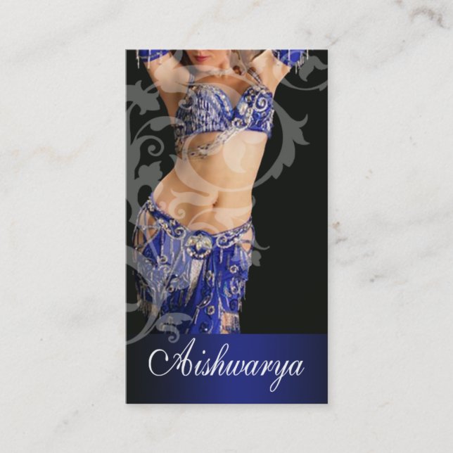 Belly Dancer III, Bollywood Hindi Fashion (indigo) Business Card (Front)