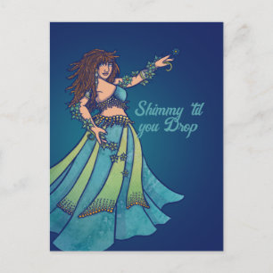 Belly Dancer Ruby Teal Art Postcard