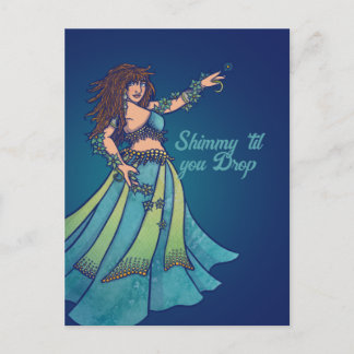 Belly Dancer Ruby Teal Art Postcard