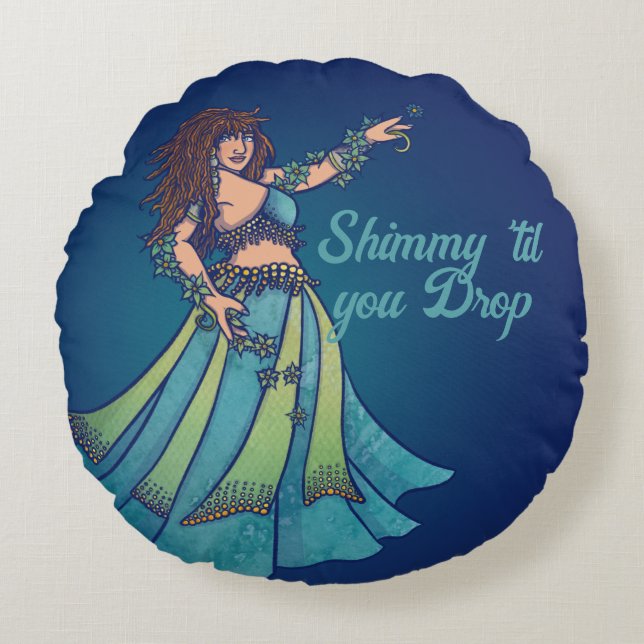 Belly Dancer Ruby Teal Art  Round Cushion (Front)
