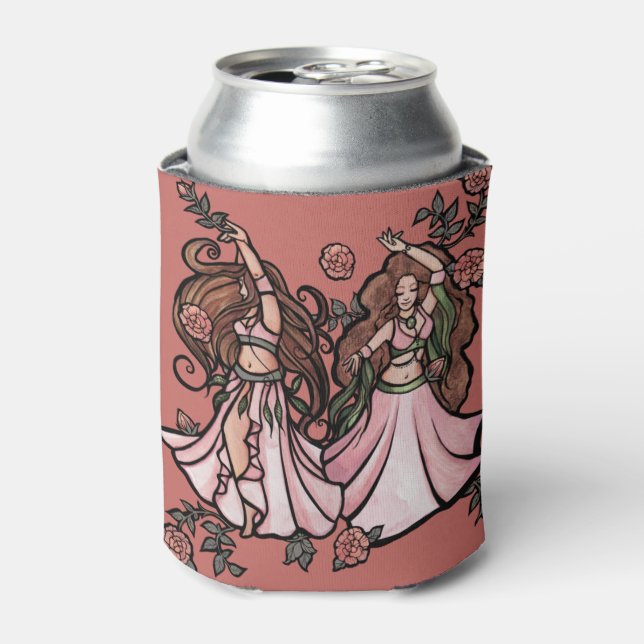 Belly Dancers Roses Pink Mauve Rose Belly Dance    Can Cooler (Can Front)