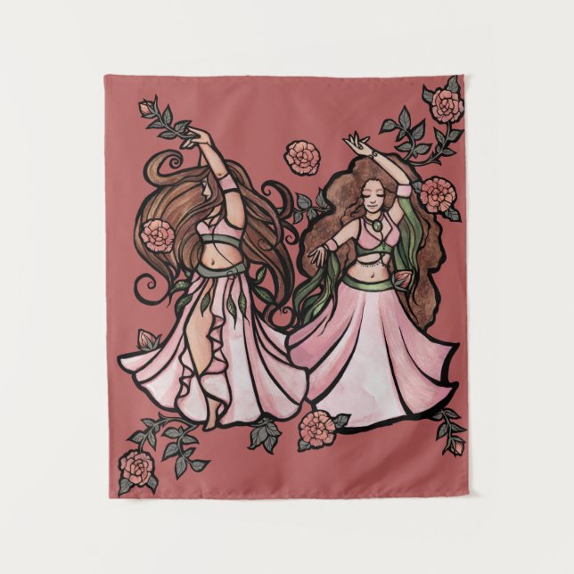 Belly Dancers Roses Pink Mauve Rose Belly Dance    Tapestry (Front)