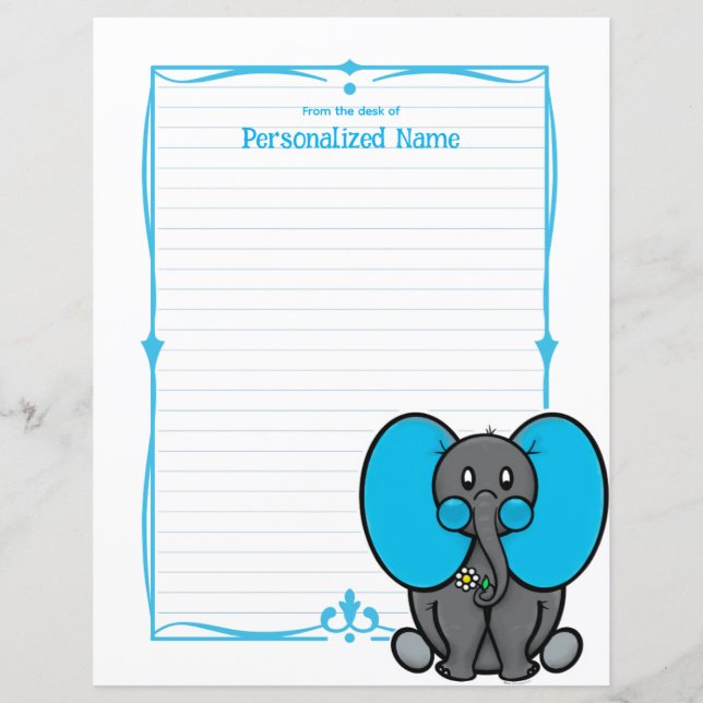 Belly Phant Blue Lined Paper Sheet (Front)