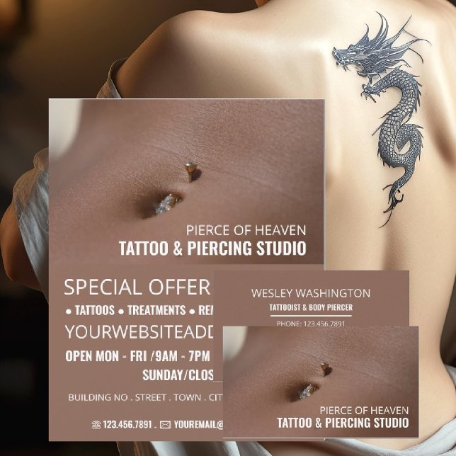 Belly Piercing, Tattooist & Body Piercer Business Card (Creator Uploaded)