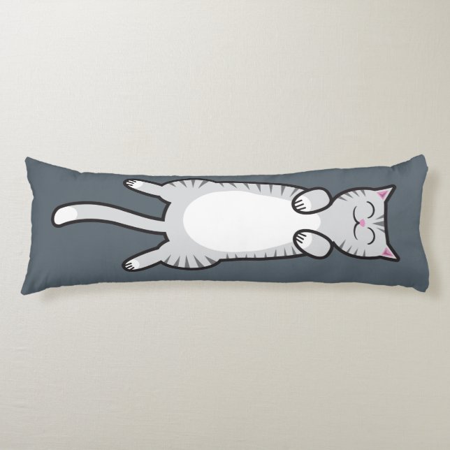 Belly Rub Cat - Grey Tabby Body Cushion (Front)