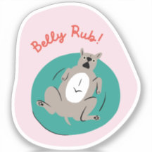 "belly rub" funny dog illustrated light pink retro