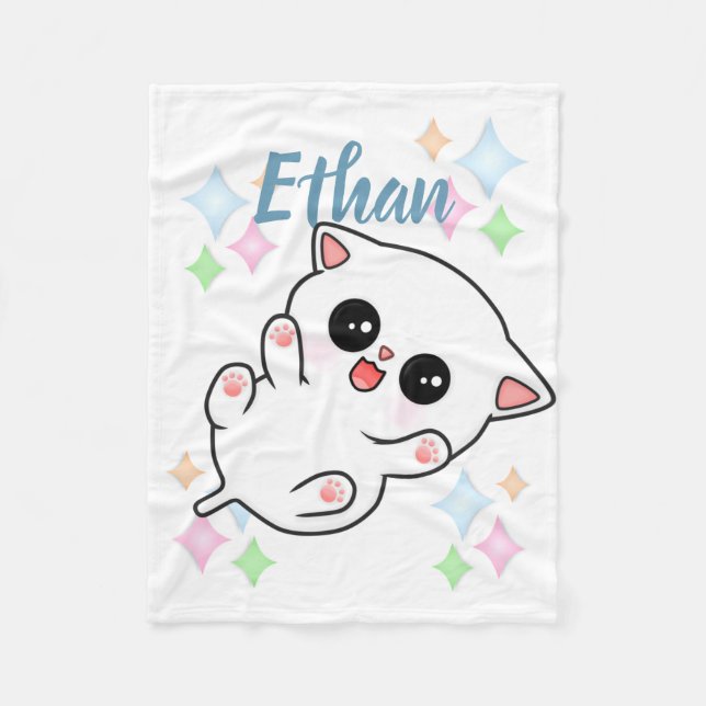 Belly Rub Time Kitten Fleece Blanket (Front)