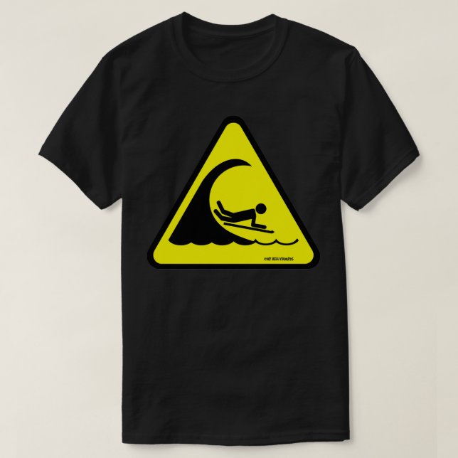 Bellyboarding Warning Sign T-Shirt (Design Front)