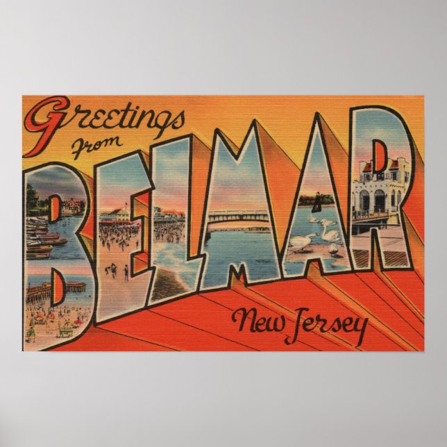 Belmar, New Jersey - Large Letter Scenes Poster (Front)
