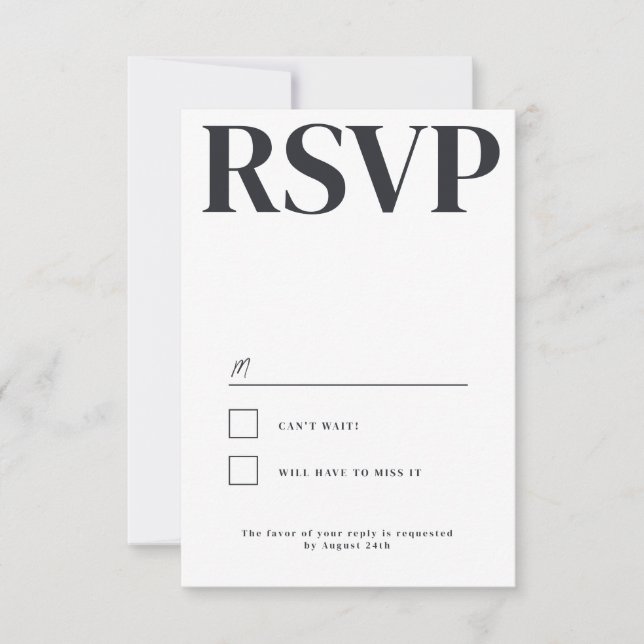 Belmont Typography Wedding RSVP Card (Front)
