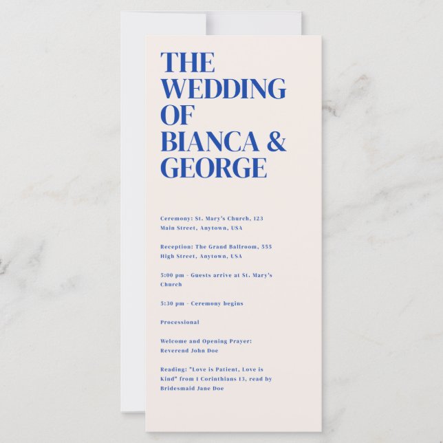 Belmont Wedding Ceremony Program (Front)