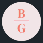 Belmont Wedding Monogram Classic Round Sticker<br><div class="desc">The Belmont design card showcases large typography that proudly displays the couple's names. As you glance below,  the essential details of the celebration are gracefully presented in a small,  classic serif font.</div>