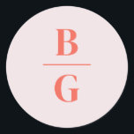 Belmont Wedding Monogram Classic Round Sticker<br><div class="desc">The Belmont design card showcases large typography that proudly displays the couple's names. As you glance below,  the essential details of the celebration are gracefully presented in a small,  classic serif font.</div>