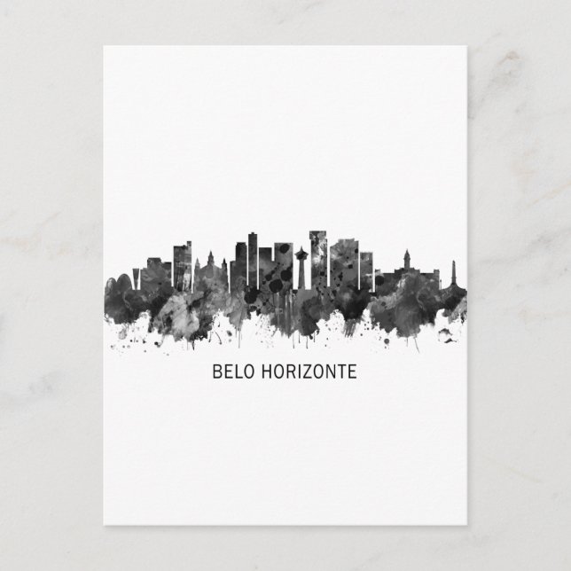 Belo Horizonte Brazil Skyline BW Invitation Postcard (Front)