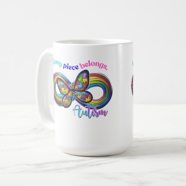 Belonging in Every Sip – Autism Puzzle Mug (Front Left)