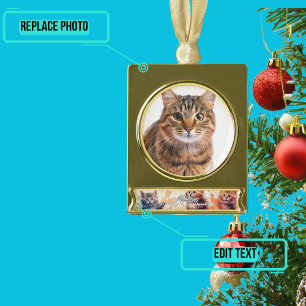 Beloved Cat Holiday Gold Plated Banner Ornament