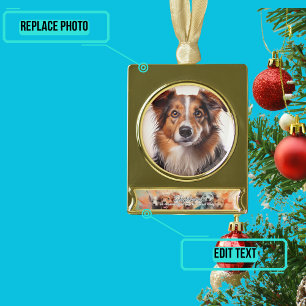 Beloved Dog Holiday Gold Plated Banner Ornament
