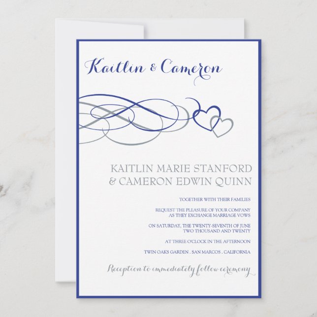 Beloved (Horizon Blue & Silve) Wedding Invitations (Front)