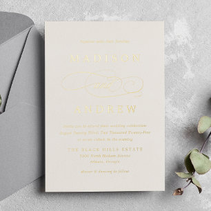 Beloved Ivory and Gold Calligraphy Wedding
