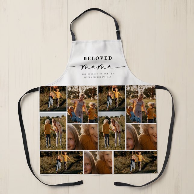 Beloved Mama Mum Happy Mother's Day Photo Collage Apron (Creator Uploaded)