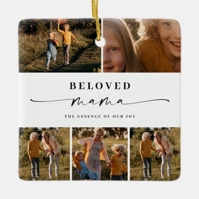 Beloved Mama Mum Happy Mother's Day Photo Collage Ceramic Ornament (Front)
