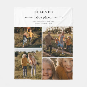 Beloved Mama Mum Happy Mother's Day Photo Collage Fleece Blanket