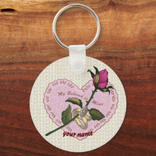 Beloved Mine Rose wedding keychain