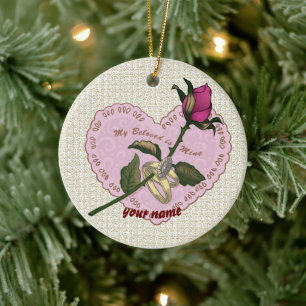Beloved Mine Rose wedding ornament
