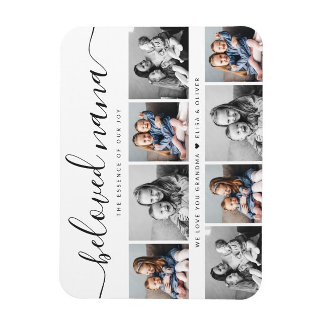 Beloved Nana Grandma Custom Family Photo Keepsake Magnet (Vertical)