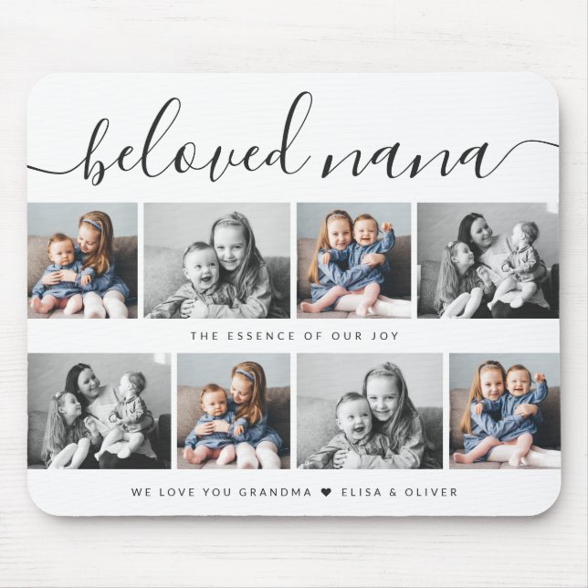 Beloved Nana Grandma Custom Family Photo Keepsake Mouse Mat (Front)