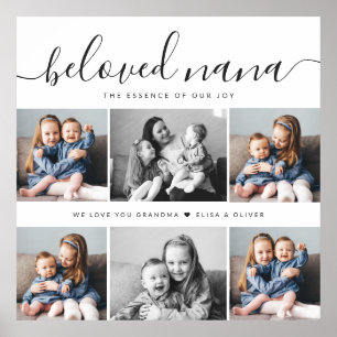 Beloved Nana Grandma Custom Family Photo Keepsake Poster