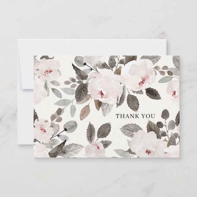 Beloved Pink Roses Thank You Card (Front)