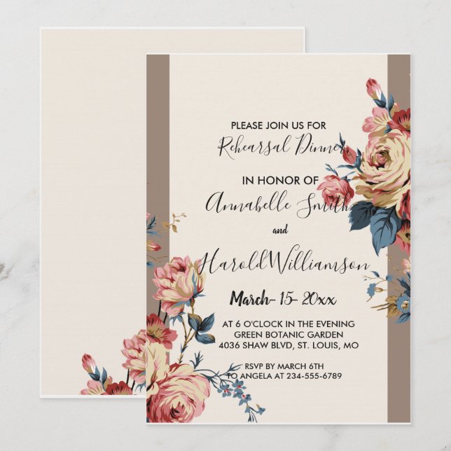 beloved Rehearsal Dinner Invitation (Front/Back)