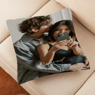 Beloved Script Romantic Couples Throw Pillow