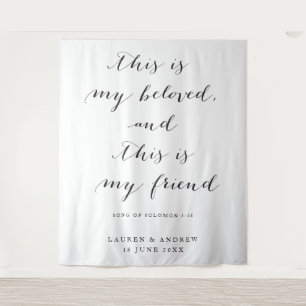 Beloved Scripture Wedding Ceremony Backdrop Tapestry