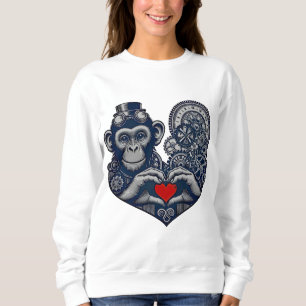 Beloved steampunk monkey with red heart sweatshirt