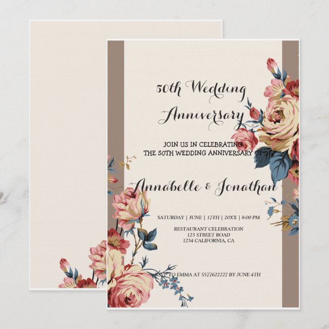 beloved  Wedding Anniversary Invitation (Front/Back)