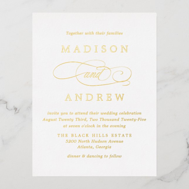 Beloved Wedding Gold Foil Invitation Postcard (Front)
