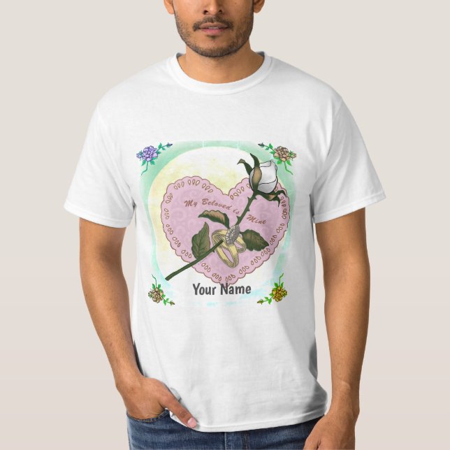 Beloved White Rose Heart  T-Shirt (Front)
