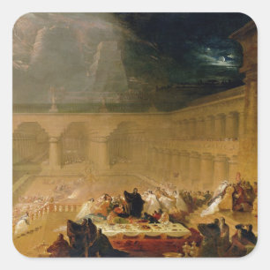 Belshazzar's Feast (oil on canvas) Square Sticker